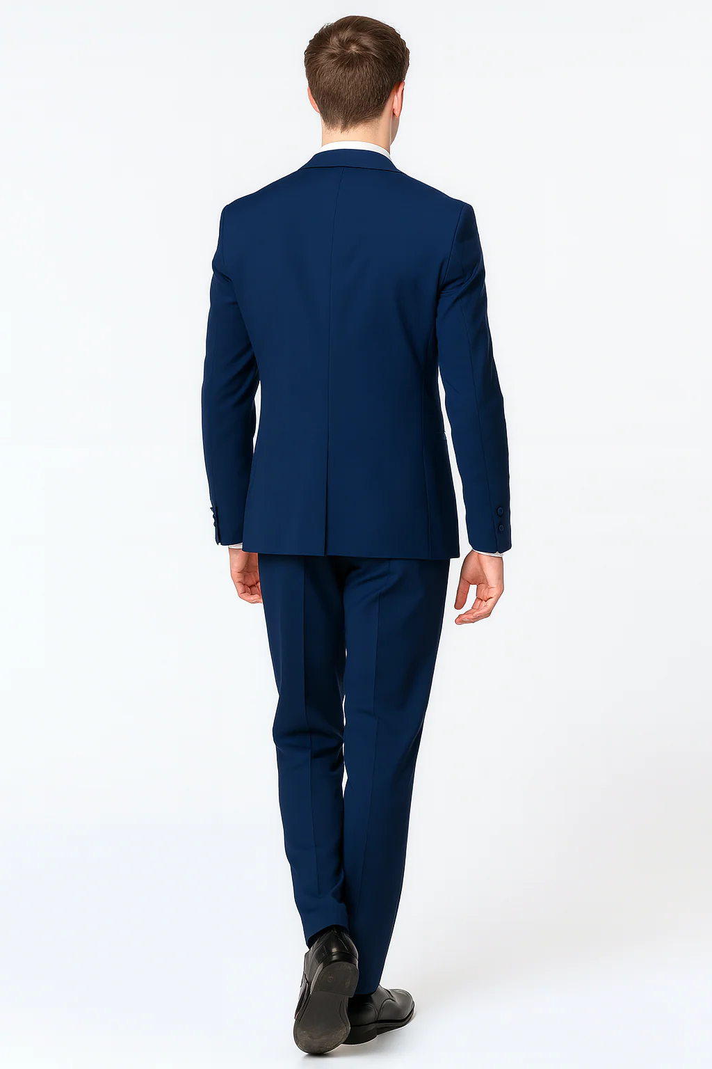 Men’s Navy Blue with Blue Trim Three-Piece Tuxedo with Satin Shawl Lapel and Bow Tie Wedding Suit - Image 2