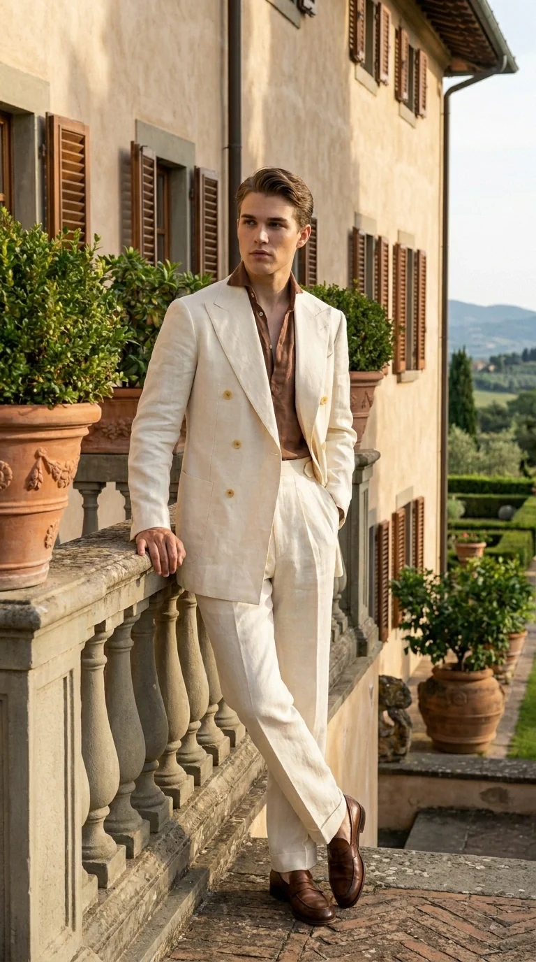Men’s Off White 70s Style Double Breasted Suit – Vintage Retro Wide Lapel Classic Outfit for Party, Wedding and Casual Fashion Wear - Image 12