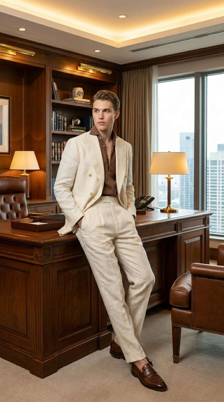 Men’s Off White 70s Style Double Breasted Suit – Vintage Retro Wide Lapel Classic Outfit for Party, Wedding and Casual Fashion Wear - Image 13