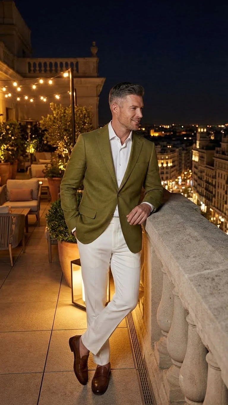 Men’s Olive Green Blazer Sport Coat – Linen Fabric Summer in pistachio sage green - Image 6