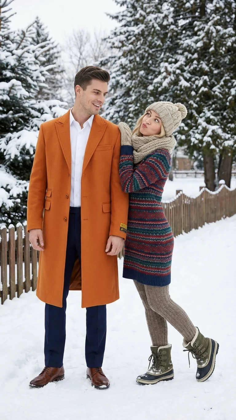Men’s Orange - Rust Wool Blend Long Overcoat – Topcoat Carcoat Topcoat - Image 3