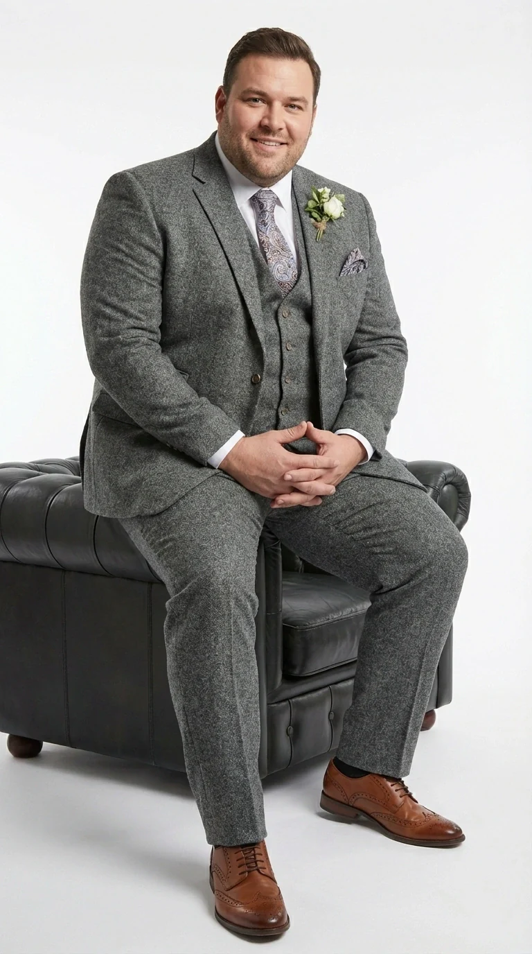Men’s Peaky Blinder Light Grey Tweed Suit with Vest – Classic Three Piece Formal Suit, Vintage Wedding Business Outfit - Image 17