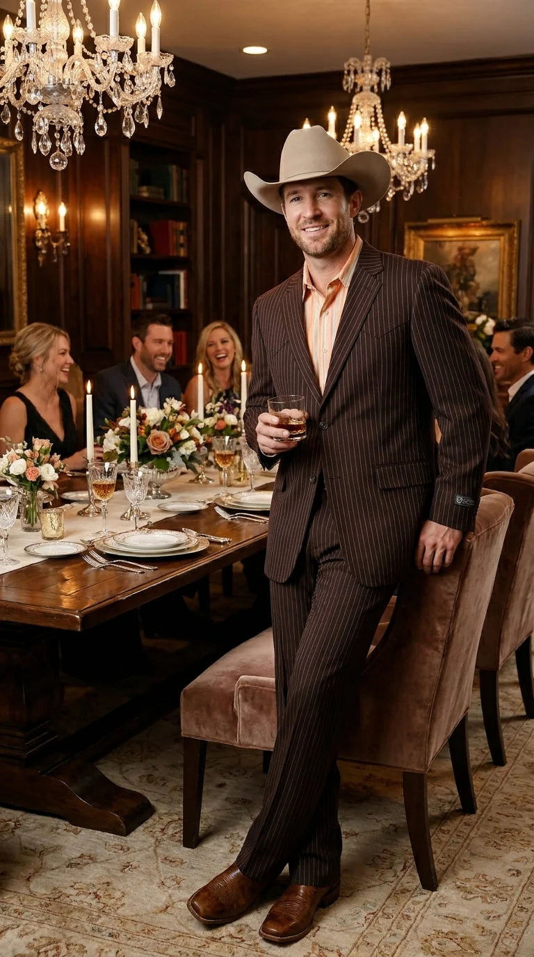 Men’s Pinstripe Western Suit – Classic Formal Blazer and Pant Set for Wedding, Traje Para Hombre Cowboy Style - Image 12