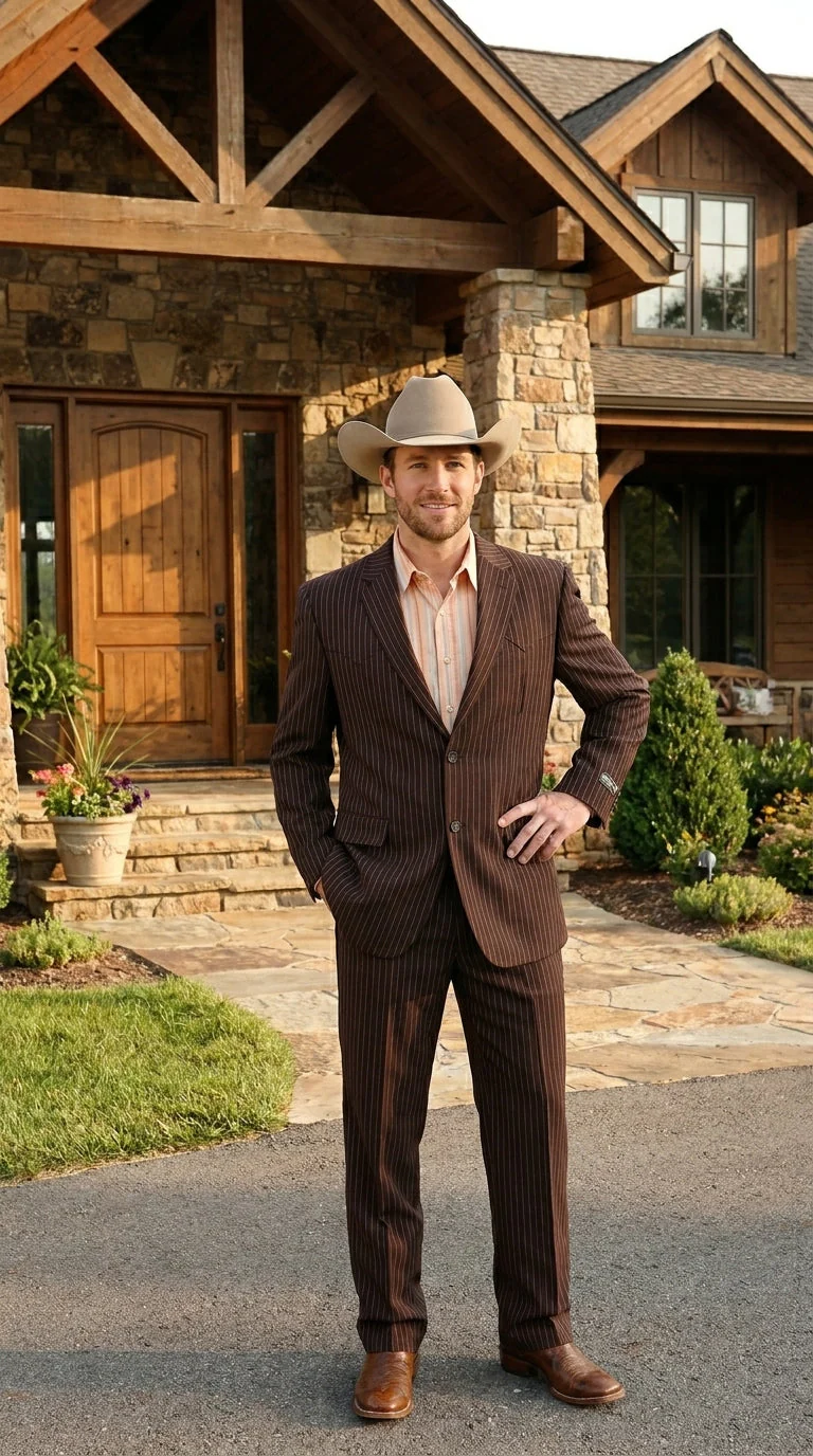 Men’s Pinstripe Western Suit – Classic Formal Blazer and Pant Set for Wedding, Traje Para Hombre Cowboy Style - Image 15