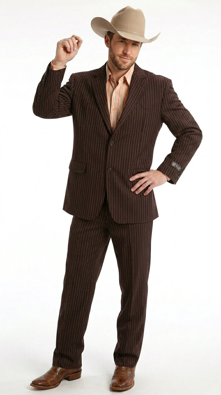 Men’s Pinstripe Western Suit – Classic Formal Blazer and Pant Set for Wedding, Traje Para Hombre Cowboy Style - Image 3
