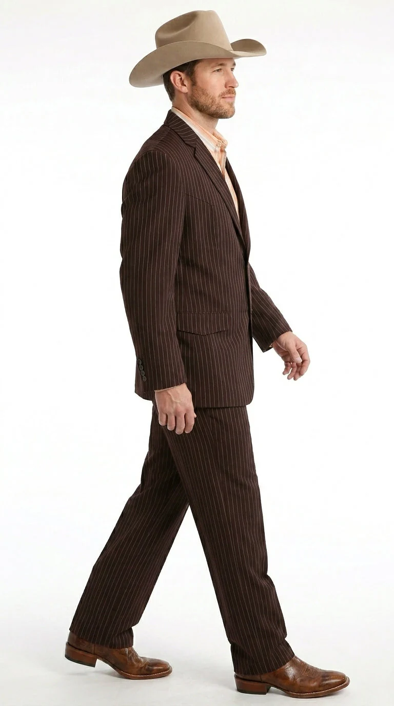 Men’s Pinstripe Western Suit – Classic Formal Blazer and Pant Set for Wedding, Traje Para Hombre Cowboy Style - Image 4