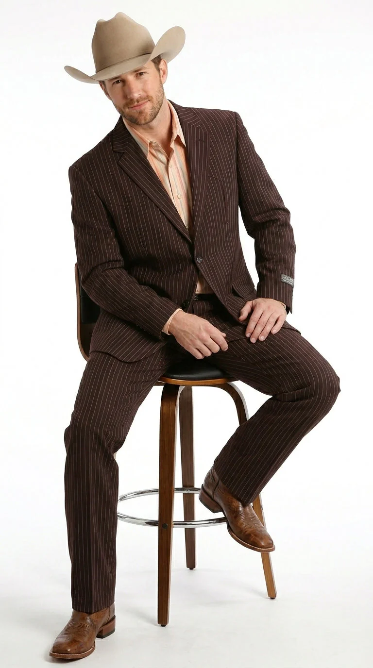 Men’s Pinstripe Western Suit – Classic Formal Blazer and Pant Set for Wedding, Traje Para Hombre Cowboy Style - Image 7