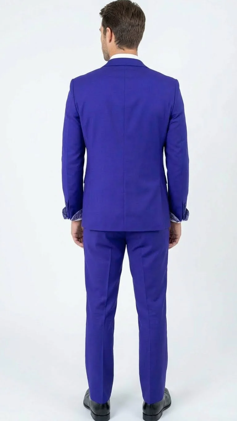 Men’s Purple and white sivler lapel  Embellished Tuxedo Suit –  Formal Wedding, Prom, and Gala Outfit Mardi Gras - Image 7