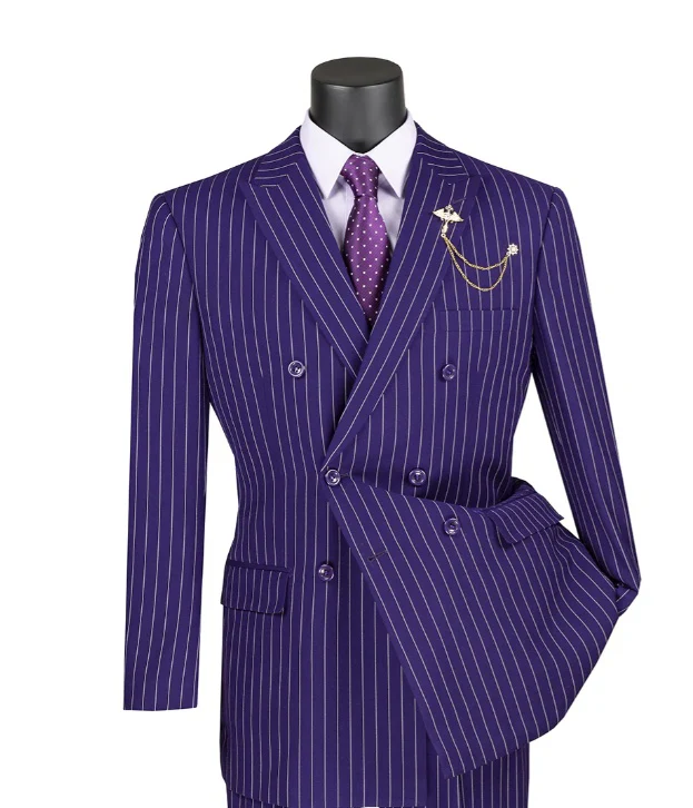 Men’s Purple Pinstripe Mardi Gras Suit | Classic Double Breasted Formal Carnival Suit - Image 13