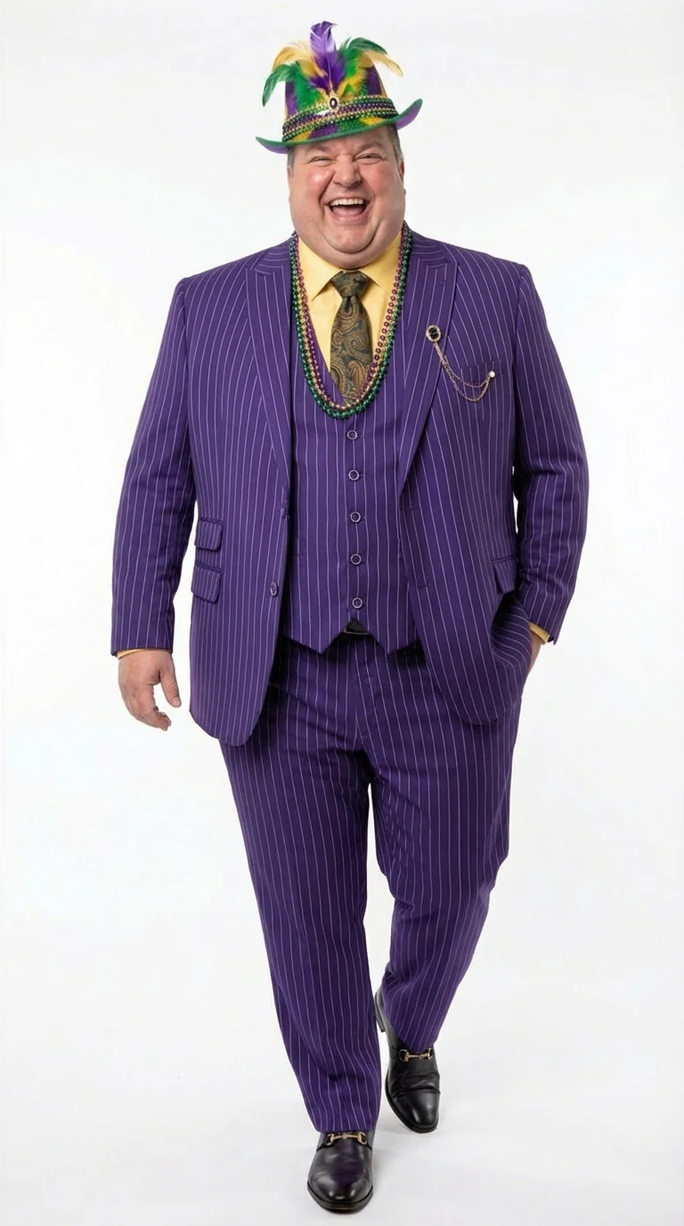 Men’s Purple Pinstripe Mardi Gras Suit | Three Piece Carnival Formal Suit with Vest - Image 9