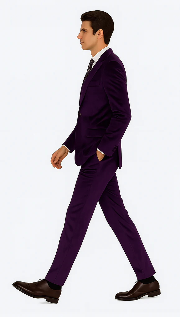 Men’s Purple Velvet Peak Lapel Suit – 2-Piece Skinny Fit Formalwear by Tazzio - Image 5