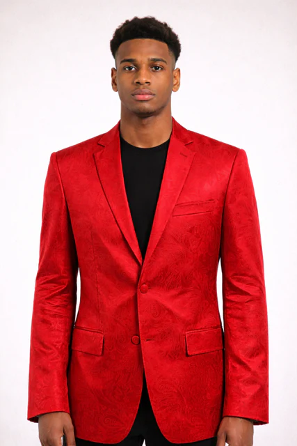 Men’s Red Paisley Velvet Blazer - Christmas new year Sport Coat Jacket - Prom 2026 Collection - Image 10