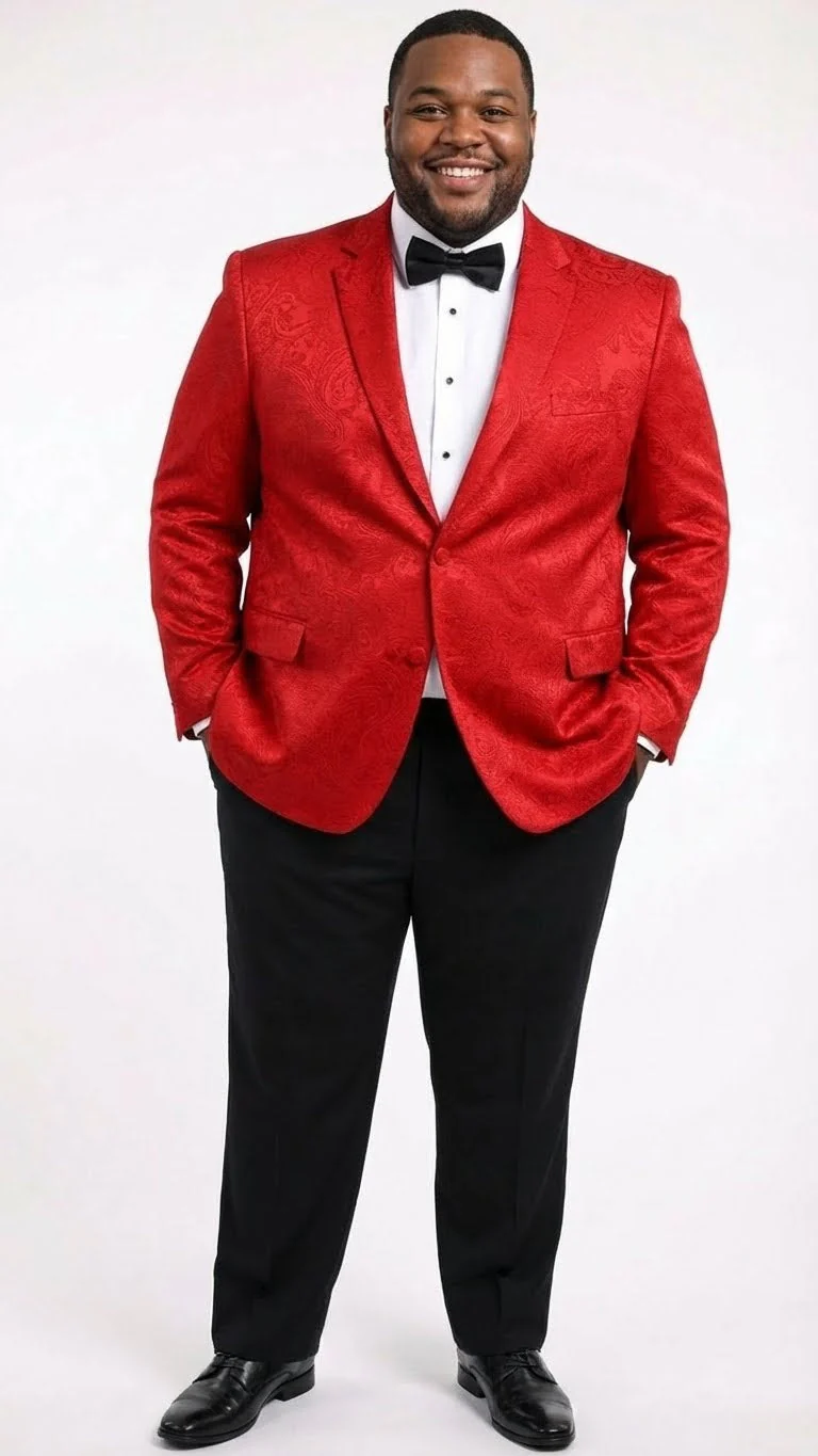 Men’s Red Paisley Velvet Blazer - Christmas new year Sport Coat Jacket - Prom 2026 Collection - Image 6