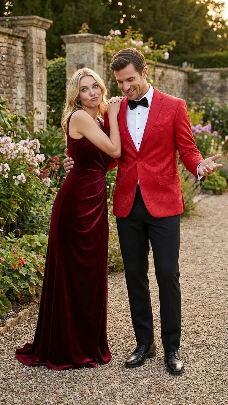 Men’s Red Paisley Velvet Blazer - Christmas new year Sport Coat Jacket - Prom 2026 Collection - Image 7