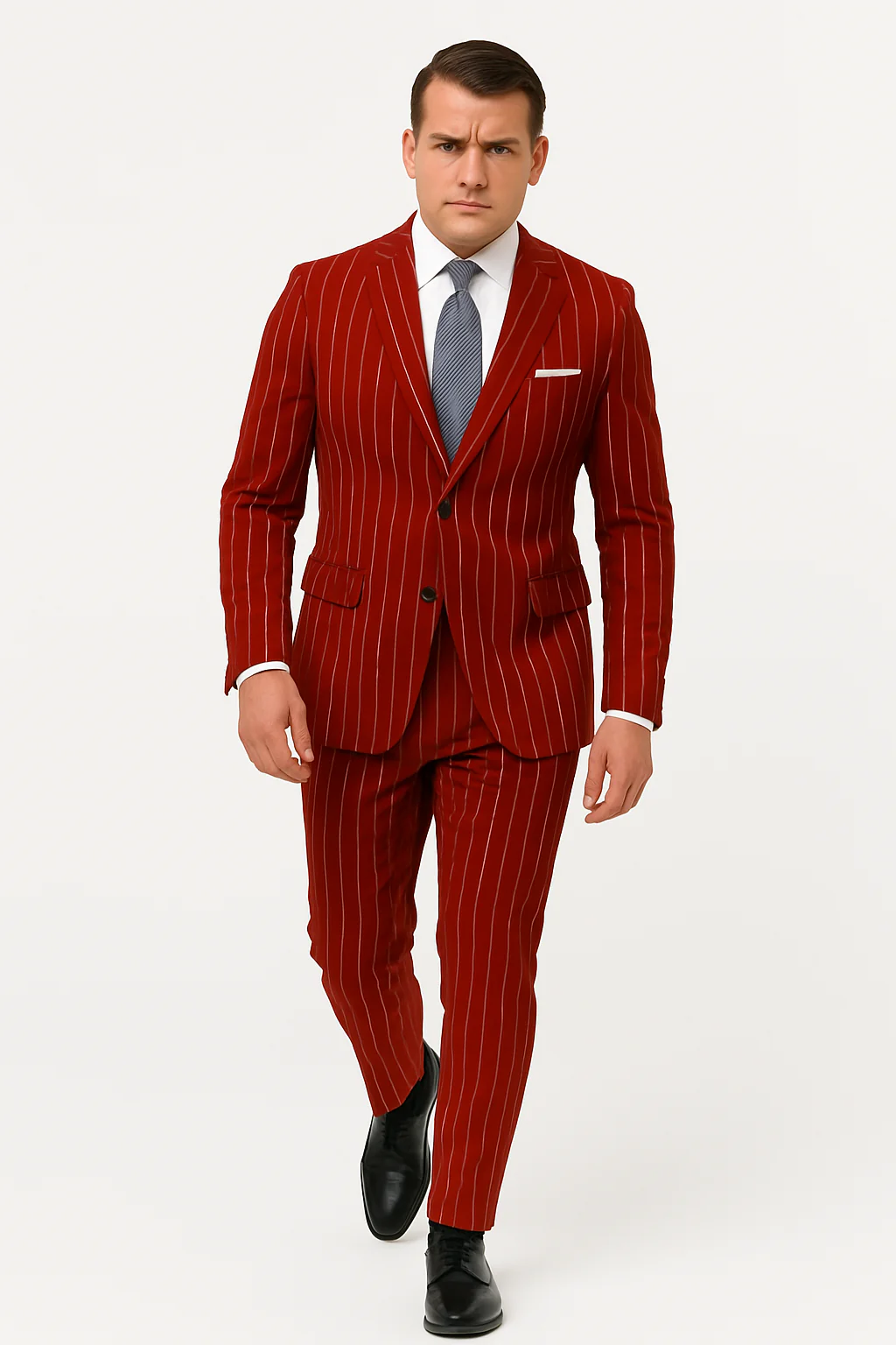 Men’s Red Pinstripe Suit – Stripe Two-Button Vested Suit 2 Buttons - Image 12
