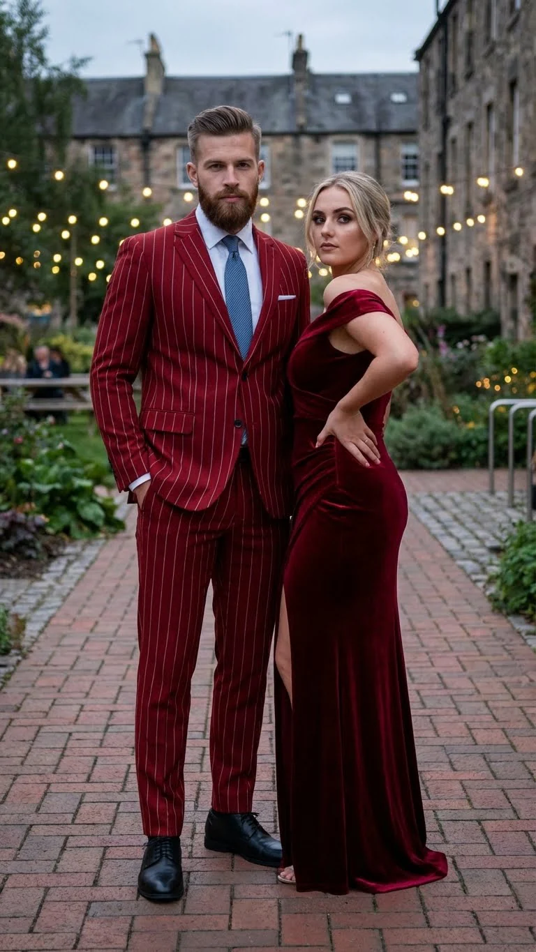 Men’s Red Pinstripe Suit – Stripe Two-Button Vested Suit 2 Buttons - Image 6