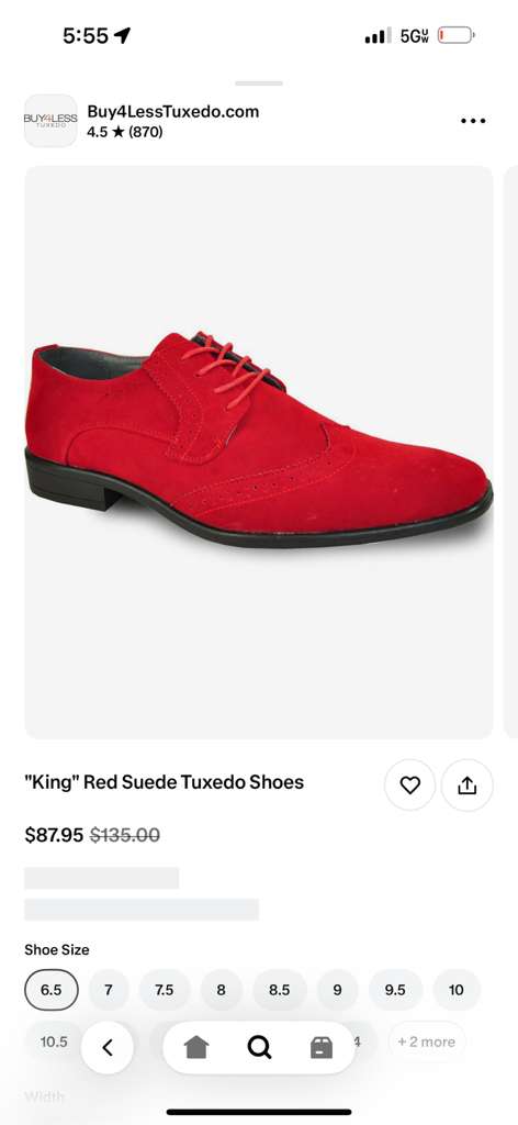 Men’s Red Suede Tuxedo Dress Shoes | Formal Lace-Up Wingtip Shoes for Wedding, Prom & Party - Velvet Shoe - Image 2