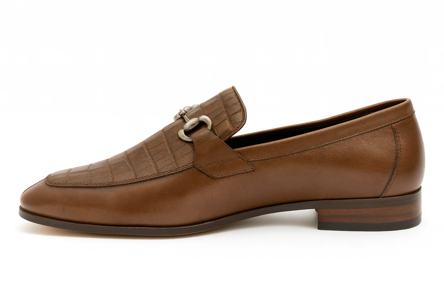 Men’s Regal Brown Slip-On Shoes – Genuine Crocodile & Calfskin Leather - Image 3