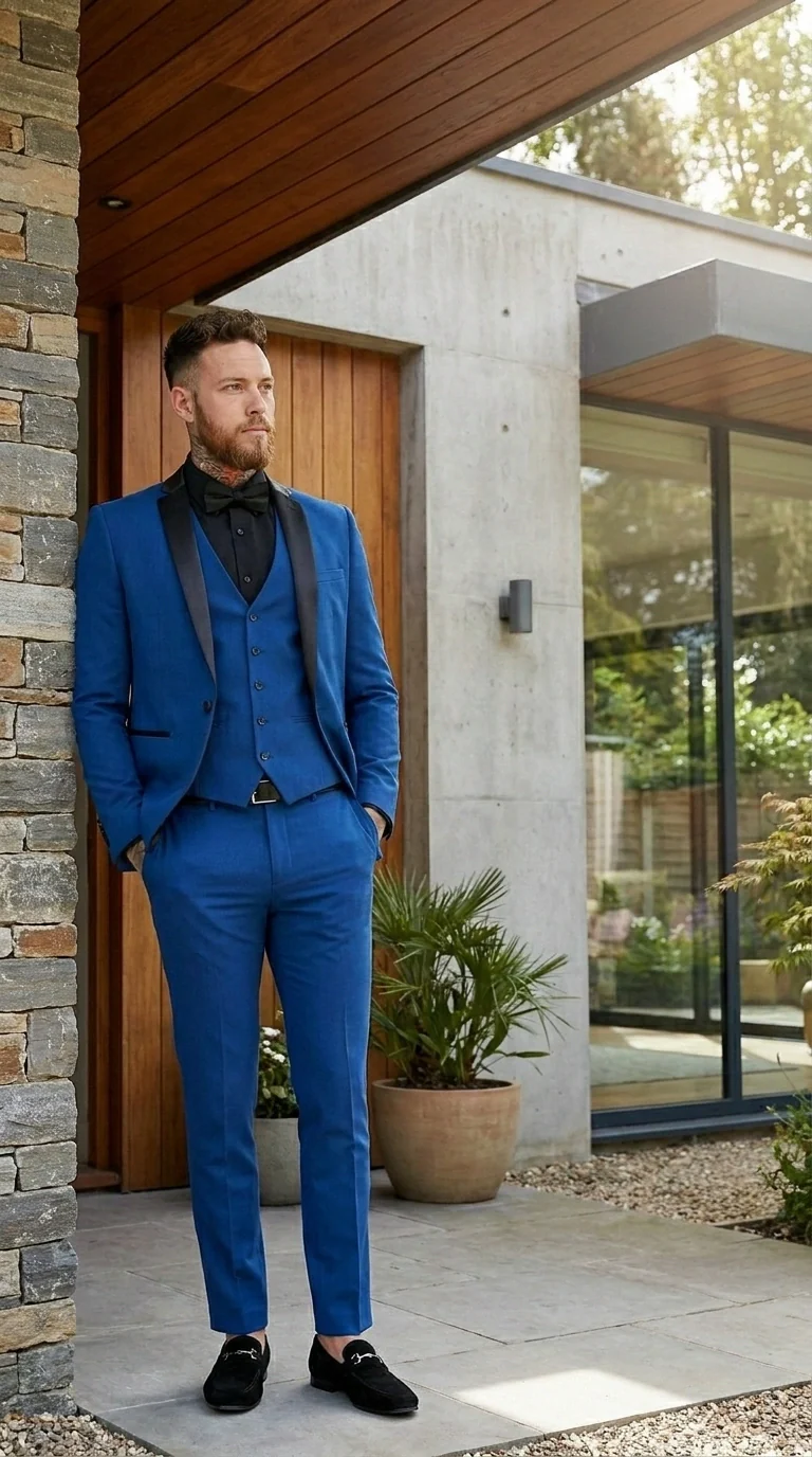 Men’s Royal Blue 3 Piece Suit with Black Lapel – Modern Formal Suit for Wedding, Prom and Party Wear - Image 14