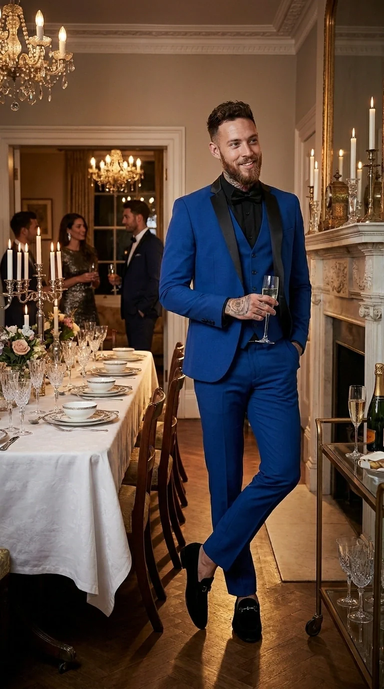 Men’s Royal Blue 3 Piece Suit with Black Lapel – Modern Formal Suit for Wedding, Prom and Party Wear - Image 15