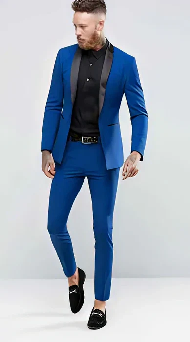 Men’s Royal Blue 3 Piece Suit with Black Lapel – Modern Formal Suit for Wedding, Prom and Party Wear - Image 16