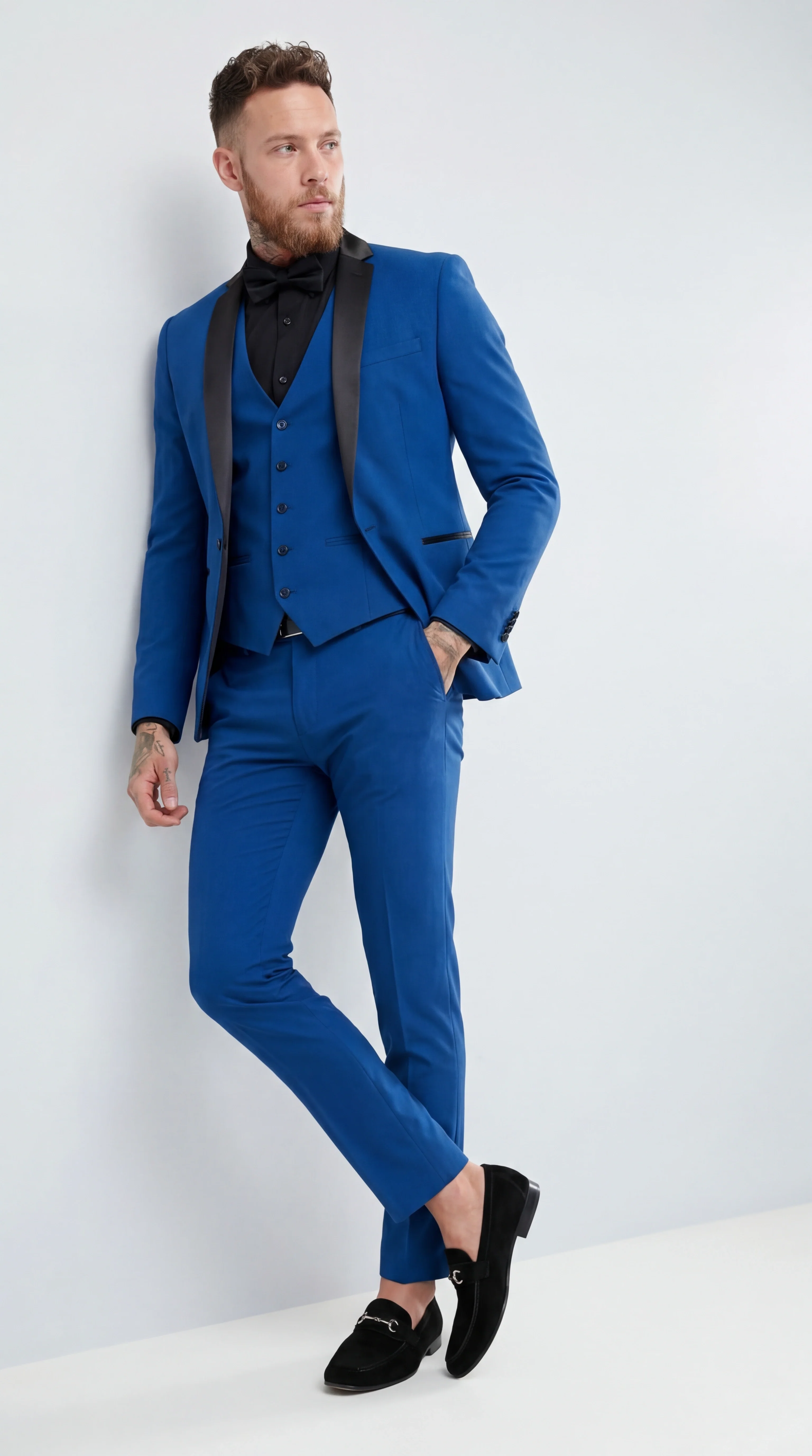 Men’s Royal Blue 3 Piece Suit with Black Lapel – Modern Formal Suit for Wedding, Prom and Party Wear - Image 2