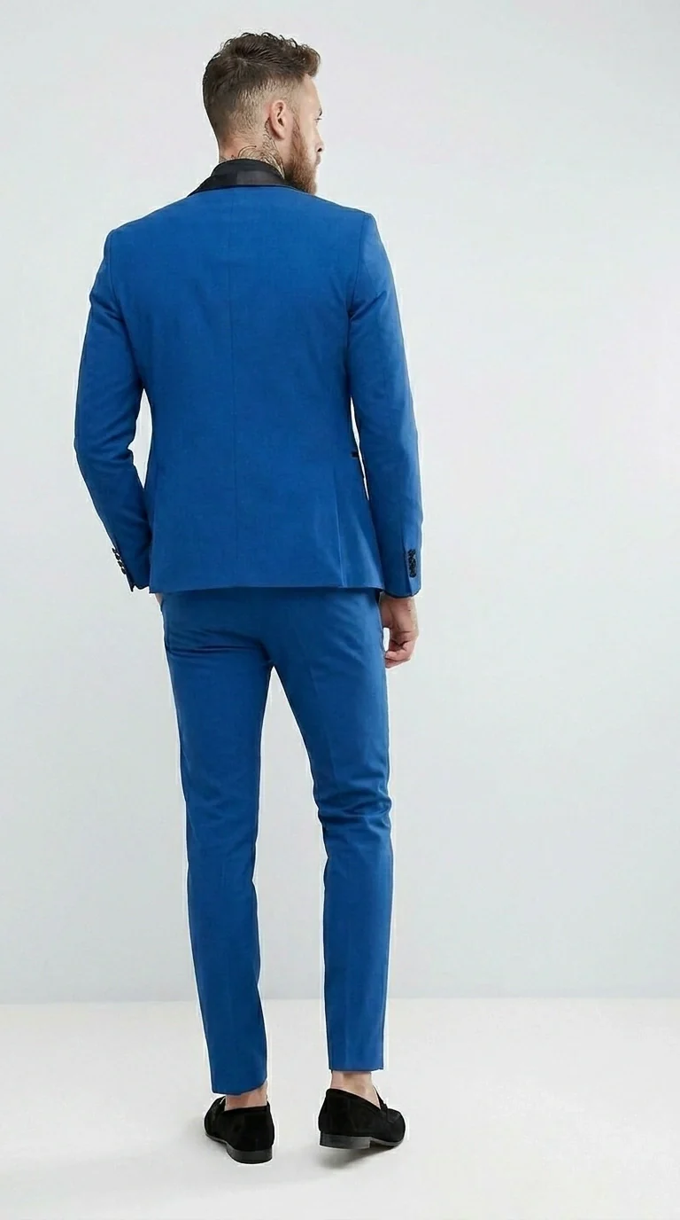 Men’s Royal Blue 3 Piece Suit with Black Lapel – Modern Formal Suit for Wedding, Prom and Party Wear - Image 4