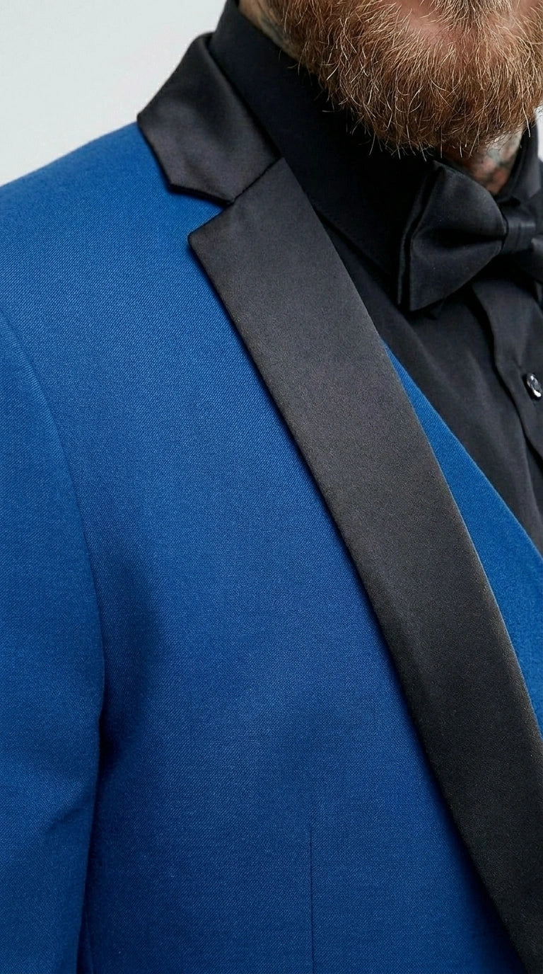 Men’s Royal Blue 3 Piece Suit with Black Lapel – Modern Formal Suit for Wedding, Prom and Party Wear - Image 6
