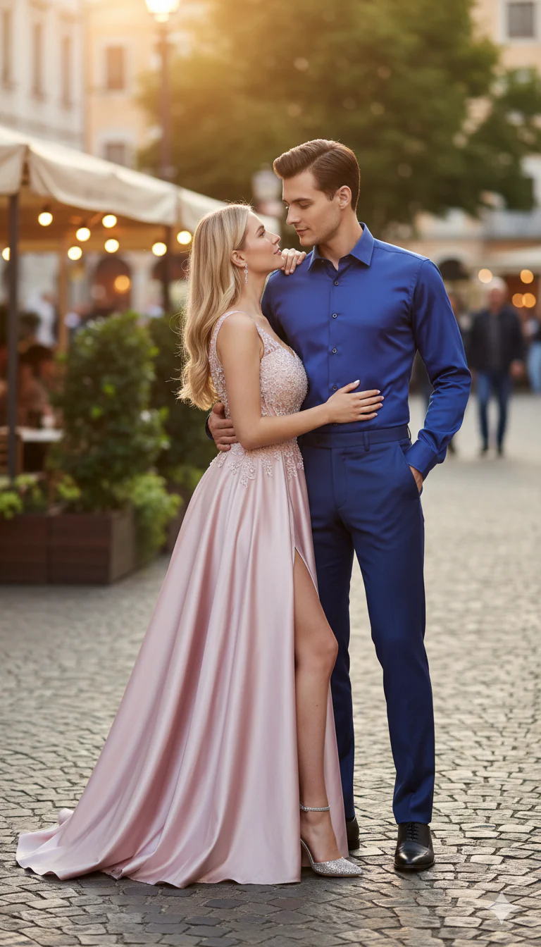 Men’s Royal Blue Satin Dress Shirt – Luxury Long Sleeve Formal Shirt for Parties, Weddings, and Business Wear - Image 3