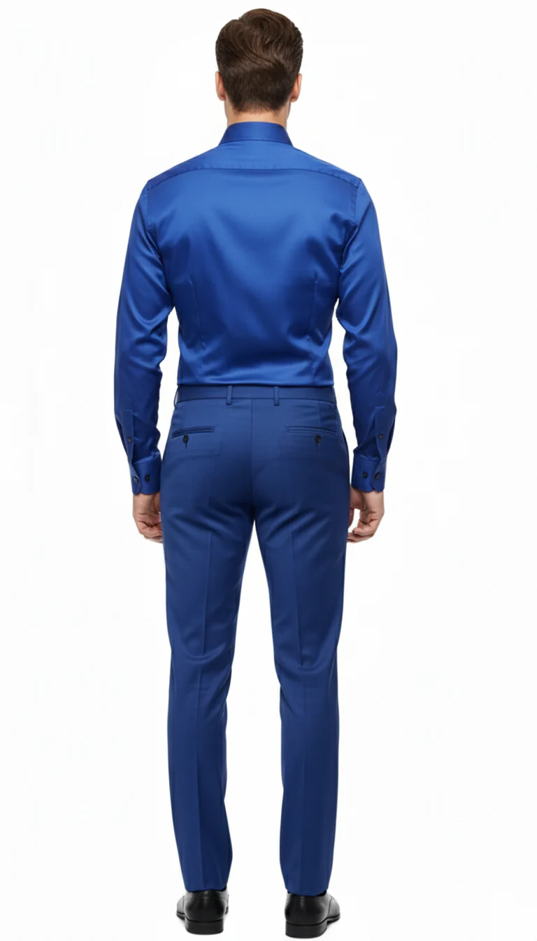 Men’s Royal Blue Satin Dress Shirt – Luxury Long Sleeve Formal Shirt for Parties, Weddings, and Business Wear - Image 7