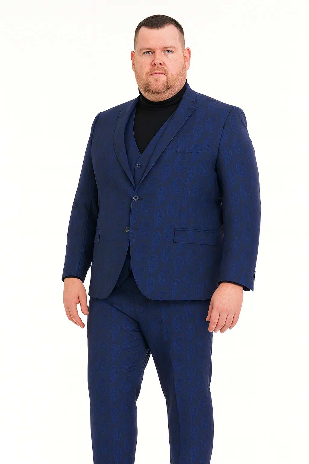 Men’s Sapphire Blue Paisley 3-Piece Suit – Slim Fit Designer Tuxedo Set for Weddings and Formal Events in Cobalt Blue Color - Image 5