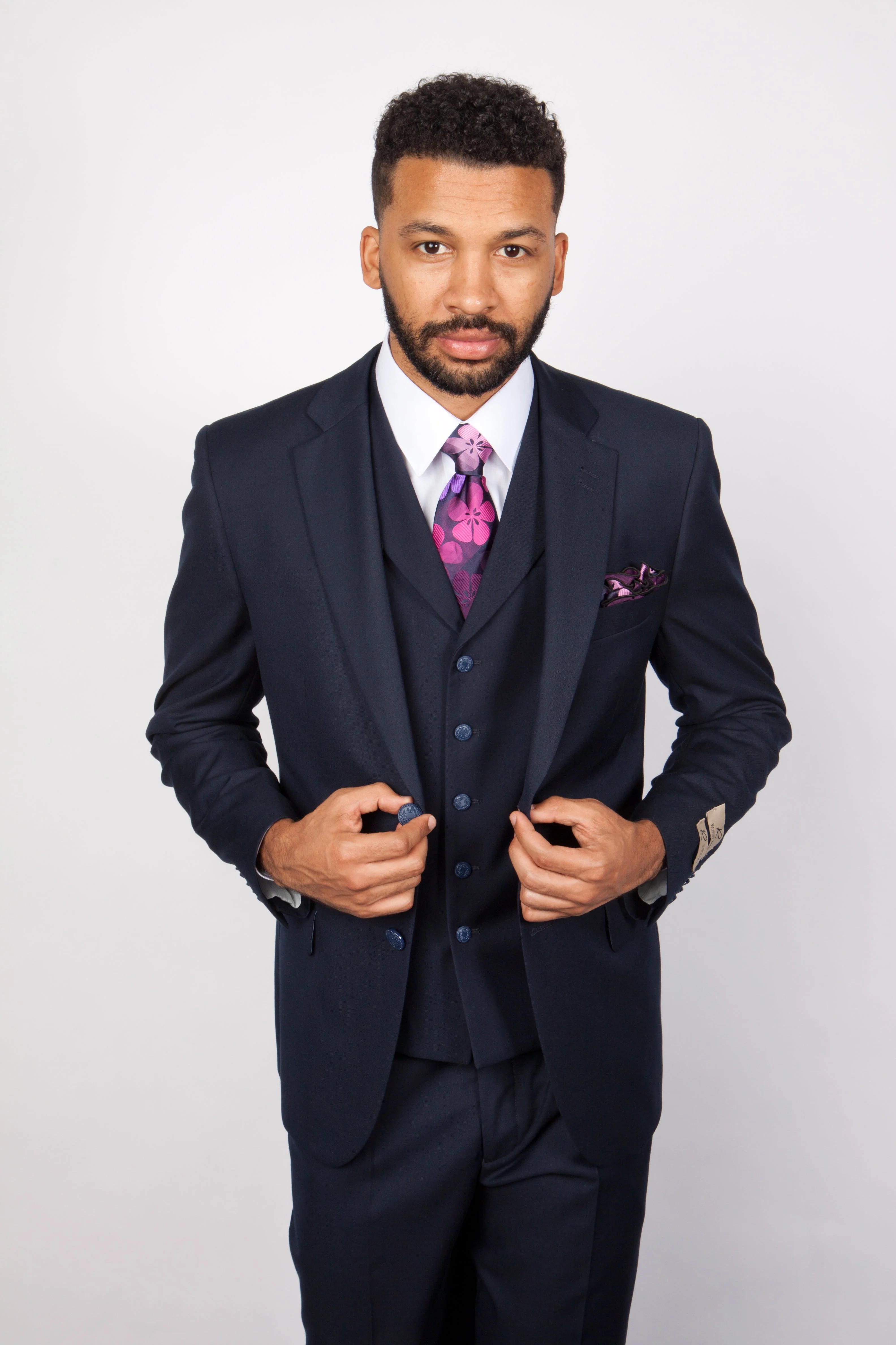 Men’s Solid Navy Blue 3-Piece Suit – CYRUS RM116 by Rossi Man - Image 5