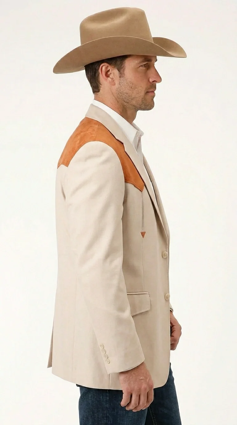 Men’s Tan Beige and Rust Western Cowboy Blazer – Classic Country Style Jacket, Vintage Western Dress Blazer for Men Country Jacket - Image 11