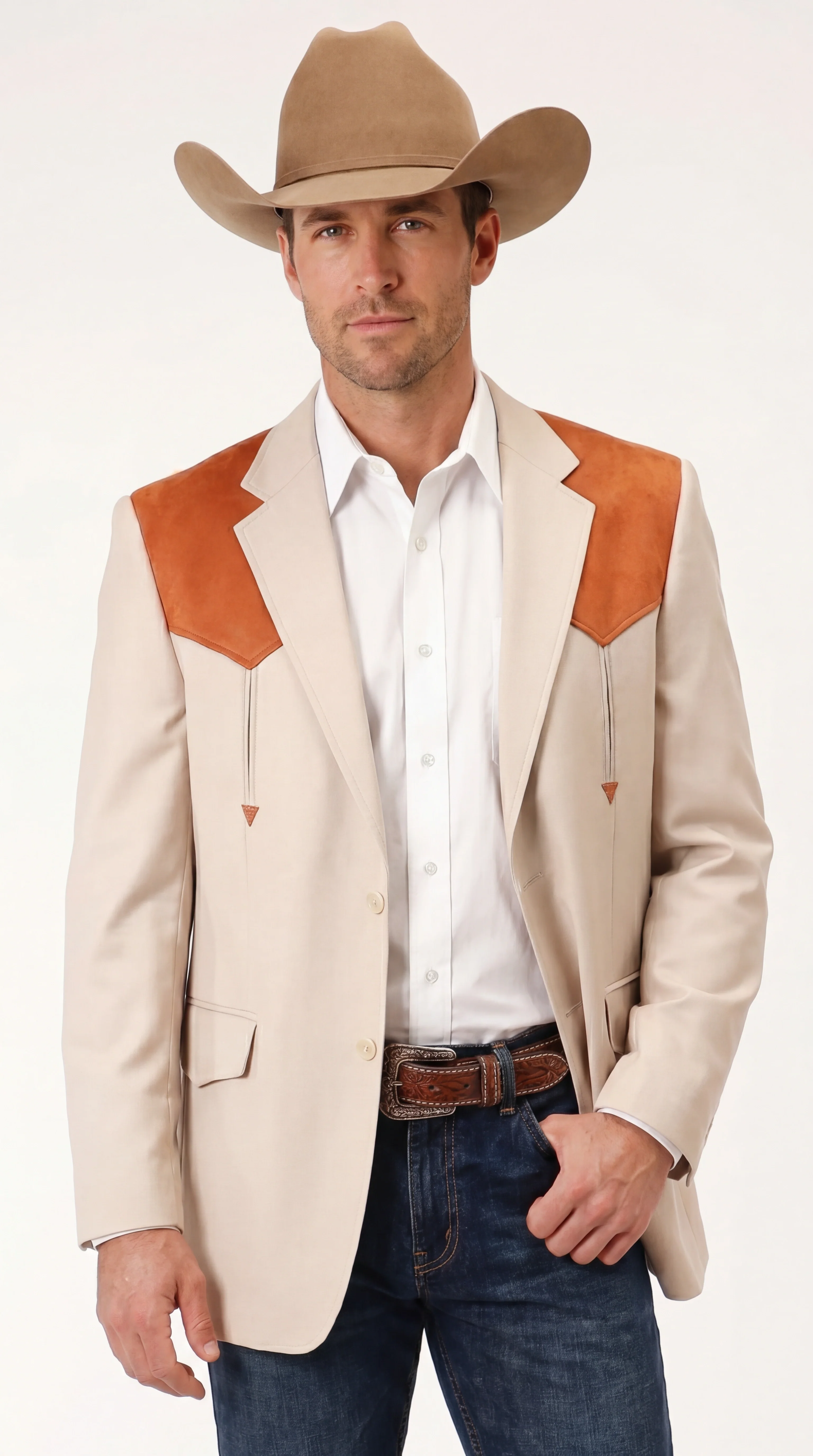 Men’s Tan Beige and Rust Western Cowboy Blazer – Classic Country Style Jacket, Vintage Western Dress Blazer for Men Country Jacket - Image 13