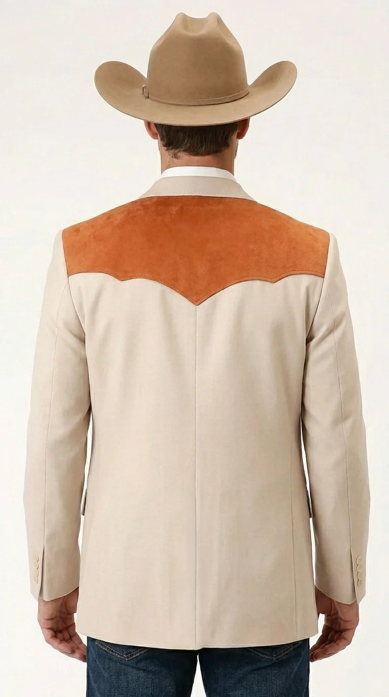 Men’s Tan Beige and Rust Western Cowboy Blazer – Classic Country Style Jacket, Vintage Western Dress Blazer for Men Country Jacket - Image 3
