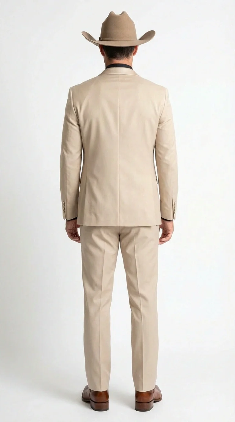 Men’s Tan Cowboy Suit – Western Formal Two Piece Suit for Weddings,  Champaign Sand Color - Image 3