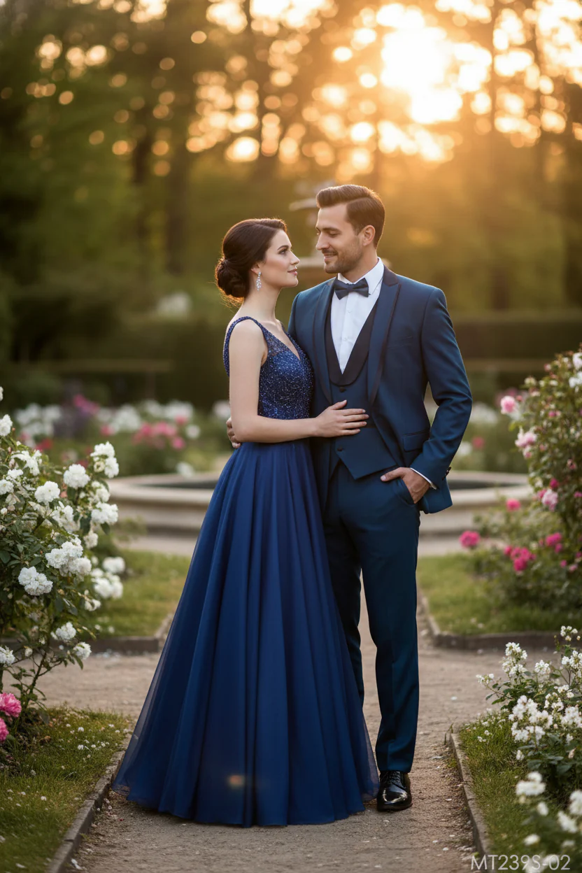 Men’s Teal Blue Tuxedo – 3-Piece Formal Suit with Satin Shawl Lapel, Vest, and Pants in Saphire Cobalt Blue Color - Image 3