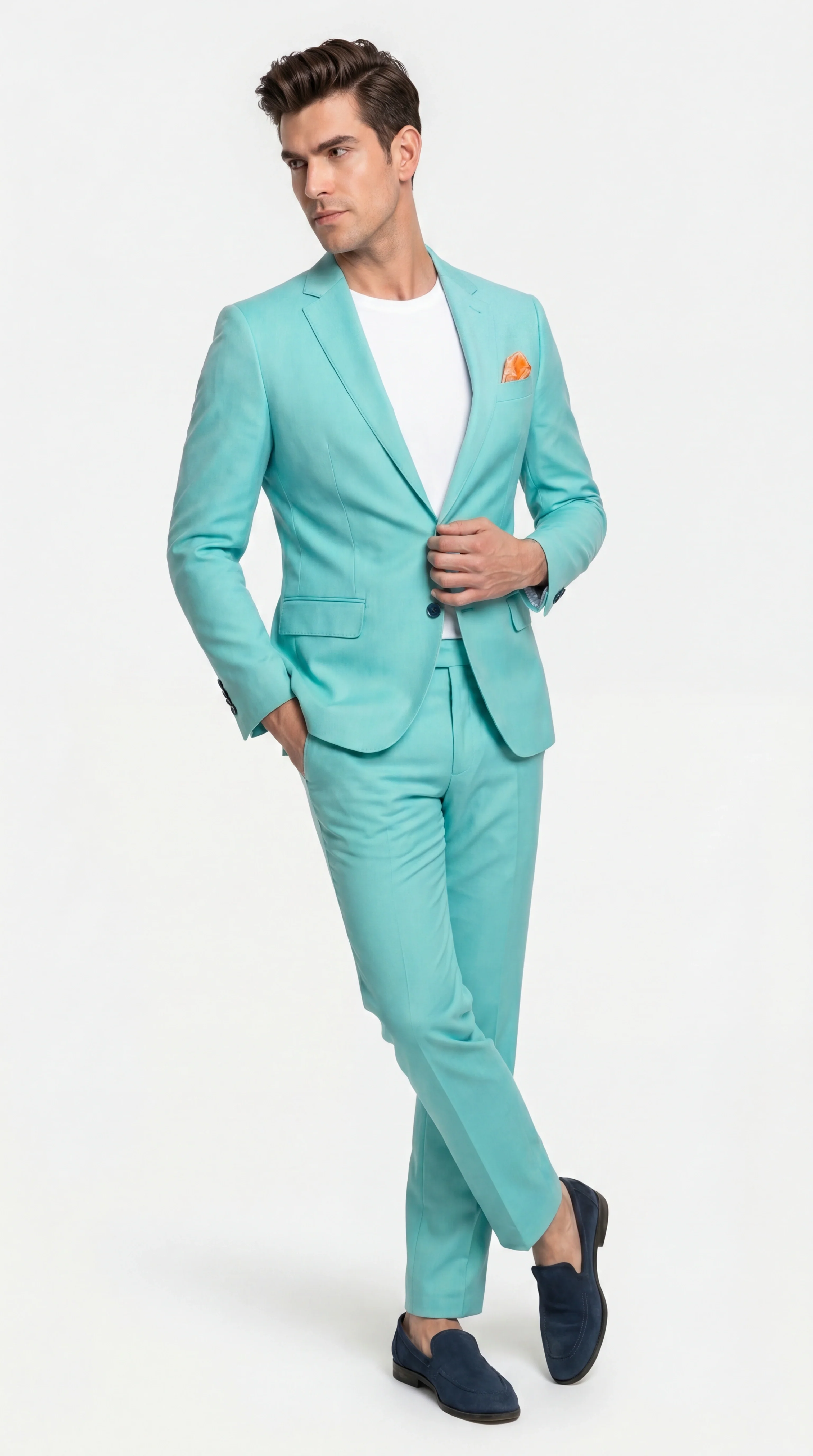 Men’s Turquoise 2 Piece Suit with Jacket and Pants, Formal Wedding Suit for Prom, Parties, Summer Events, and Special Occasions - Image 16