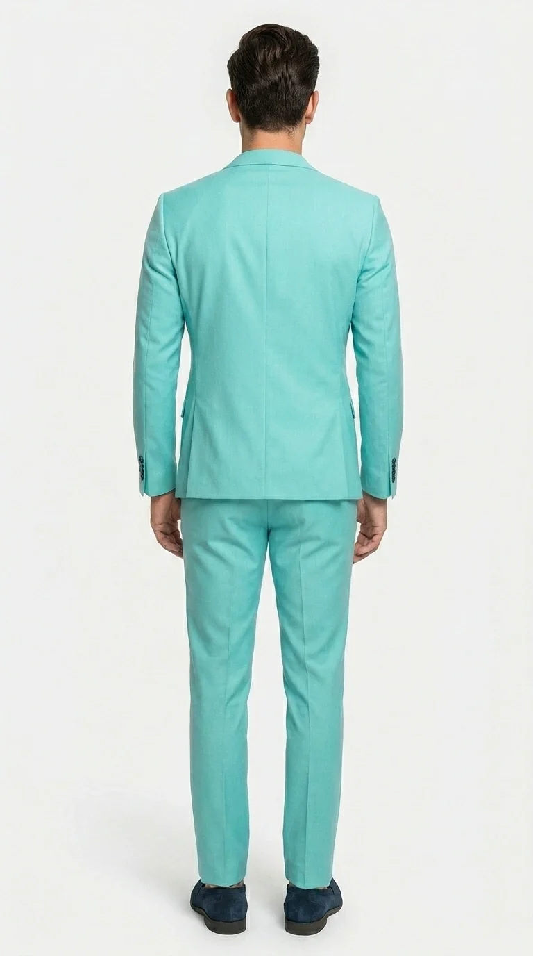 Men’s Turquoise 2 Piece Suit with Jacket and Pants, Formal Wedding Suit for Prom, Parties, Summer Events, and Special Occasions - Image 3
