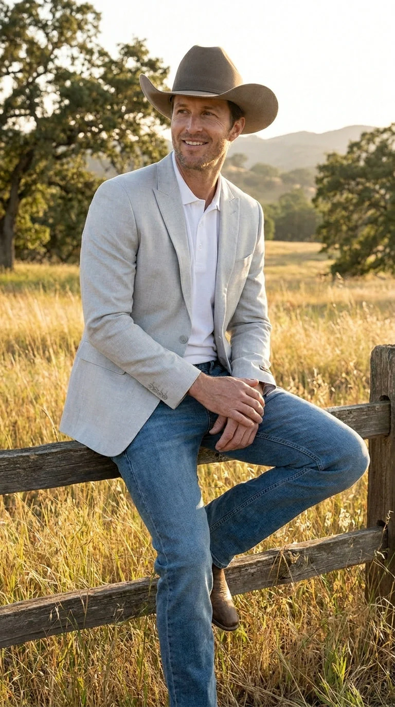 Men’s Very Light Grey - Linen Western Cowboy Blazer, Formal Sport Coat for Weddings, Parties, Country Events, and Casual Dress Wear in Ice Ash Color - Image 13