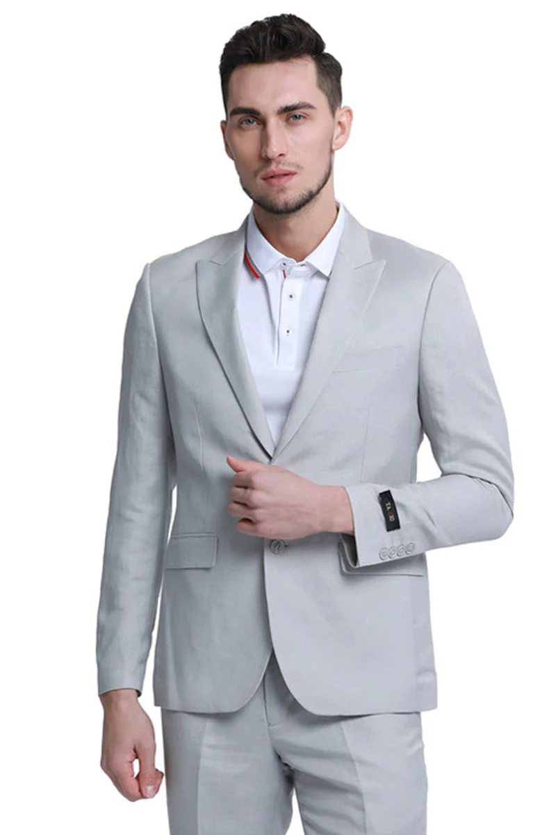 Men’s Very Light Grey - Linen Western Cowboy Blazer, Formal Sport Coat for Weddings, Parties, Country Events, and Casual Dress Wear in Ice Ash Color - Image 15