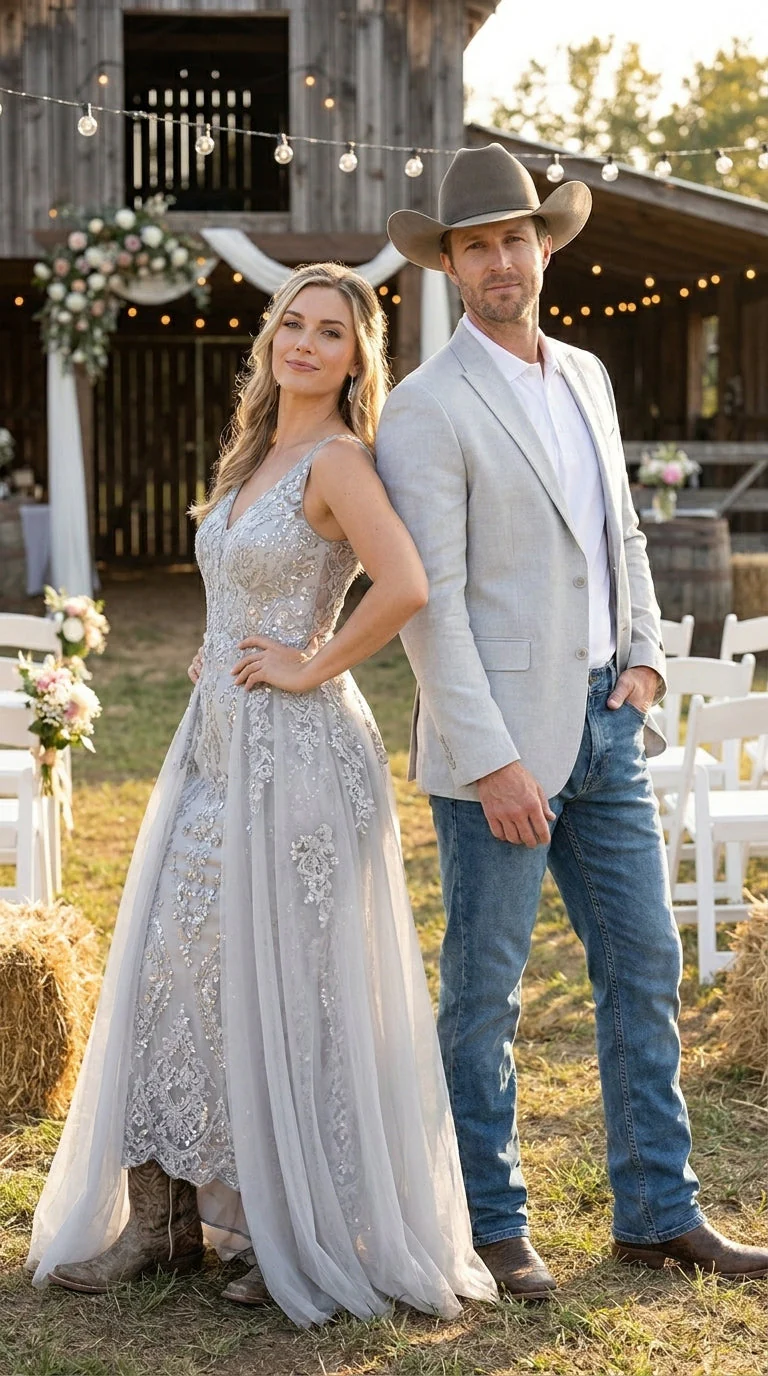 Men’s Very Light Grey - Linen Western Cowboy Blazer, Formal Sport Coat for Weddings, Parties, Country Events, and Casual Dress Wear in Ice Ash Color - Image 7