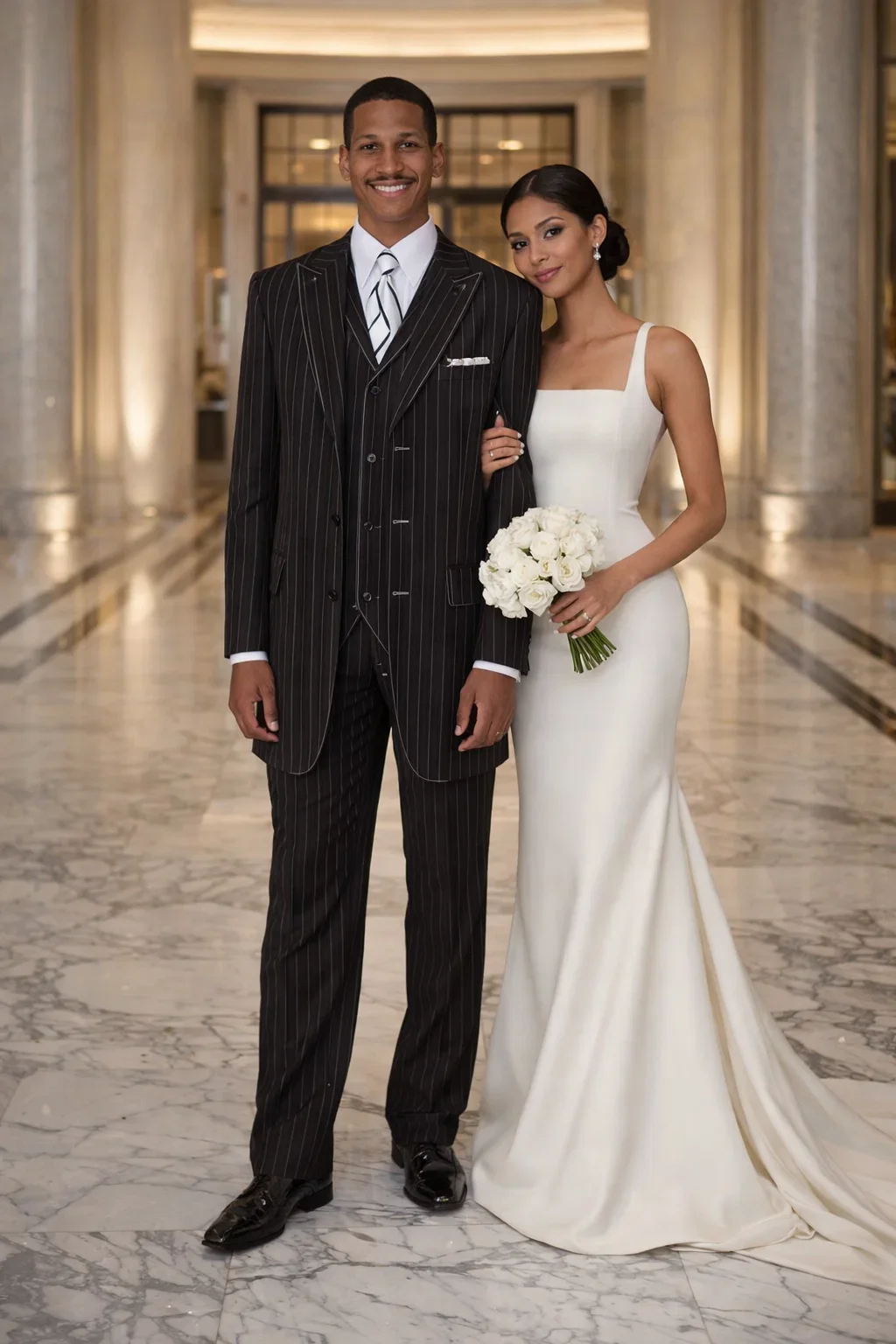 Men’s Vintage Vested Gangster Pinstripe Suit – Black & White 3-Piece Classic Fit - Image 7