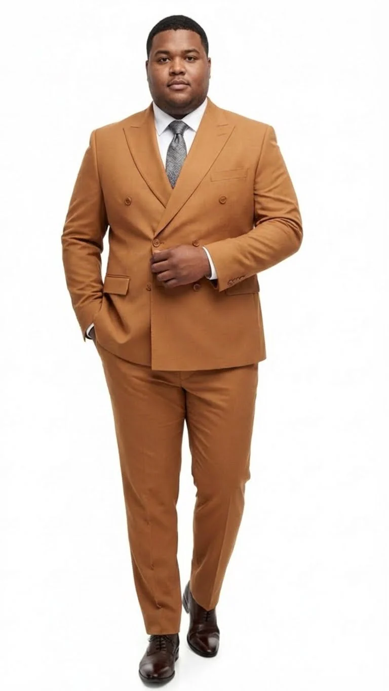 Men’s Vitali Brand Rustish Orange Brown Copper Color Double Breasted Slim Fit Suit - Image 11