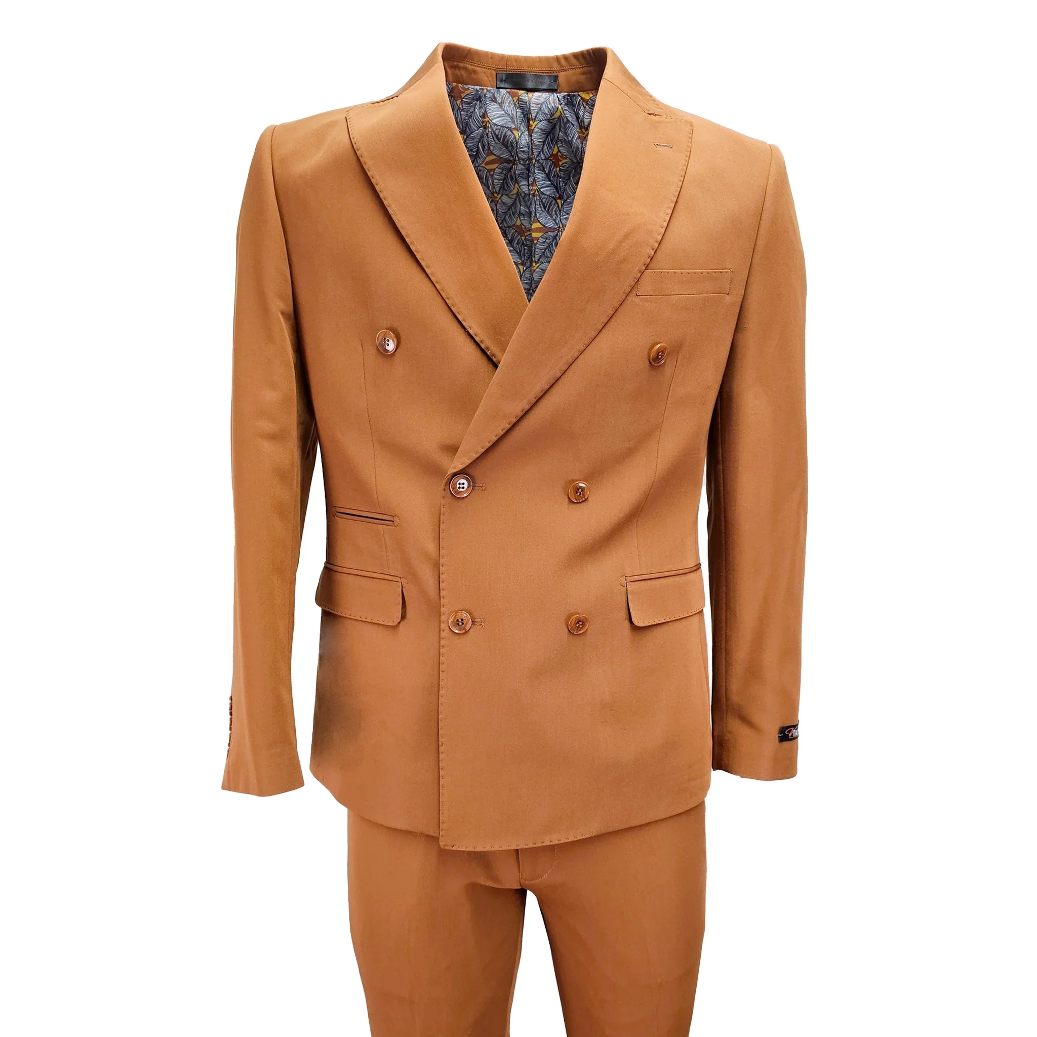 Men’s Vitali Brand Rustish Orange Brown Copper Color Double Breasted Slim Fit Suit - Image 13