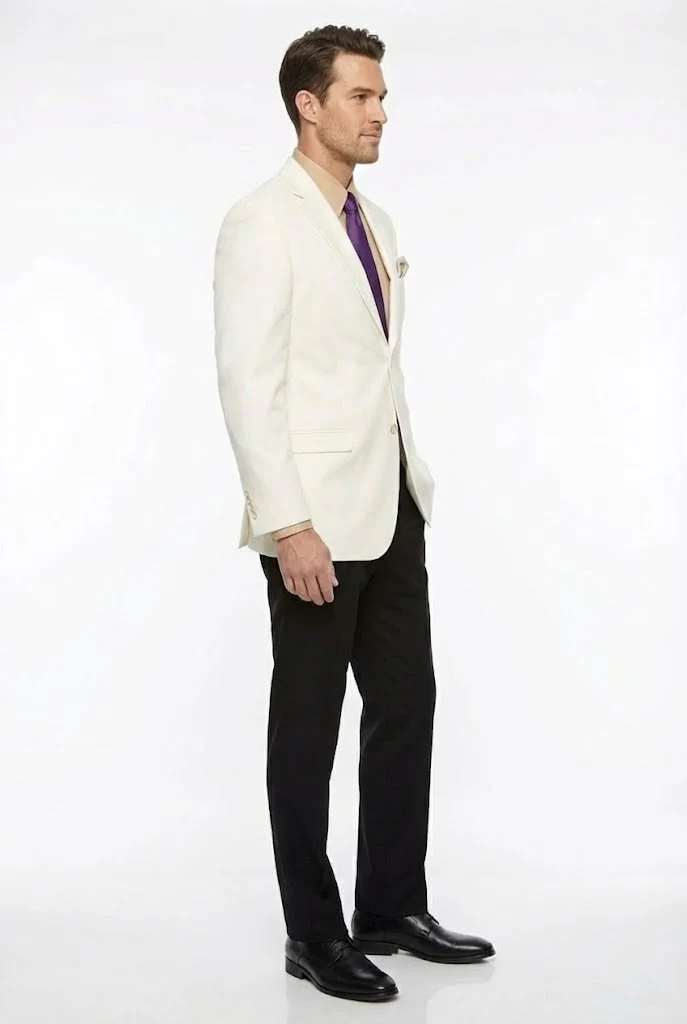 Men’s White Blazer Jacket – Classic Fit Formal Sport Coat with Gold Buttons - Image 2