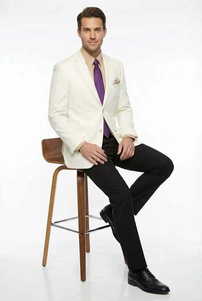 Men’s White Blazer Jacket – Classic Fit Formal Sport Coat with Gold Buttons - Image 4