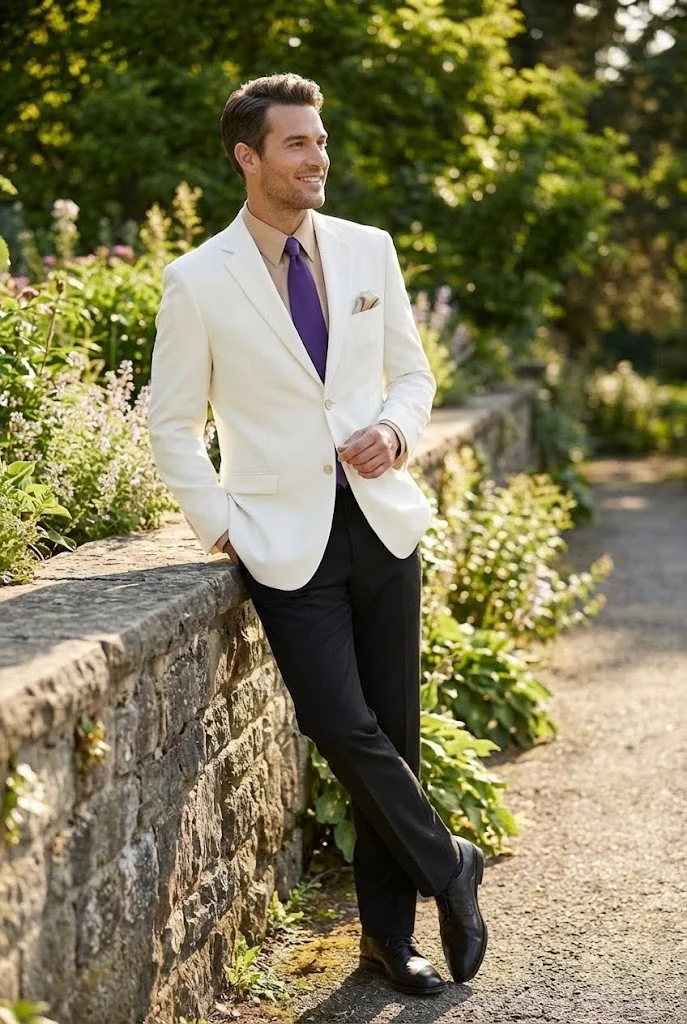 Men’s White Blazer Jacket – Classic Fit Formal Sport Coat with Gold Buttons - Image 5