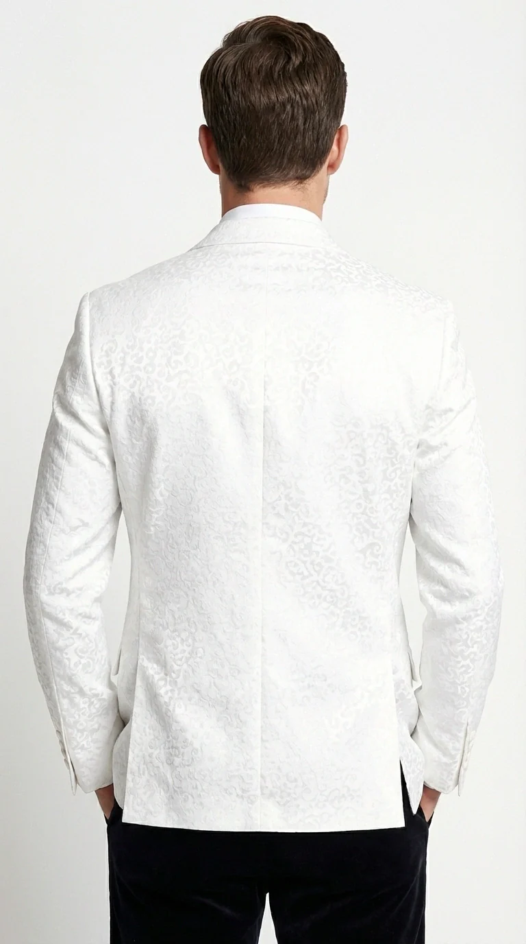 Men’s White Disco Blazer 1980s Sequin Style Jacket – Lapel Collar Party Blazer, Formal Evening Wear, Halloween Masquerade Club Outfit - Image 6