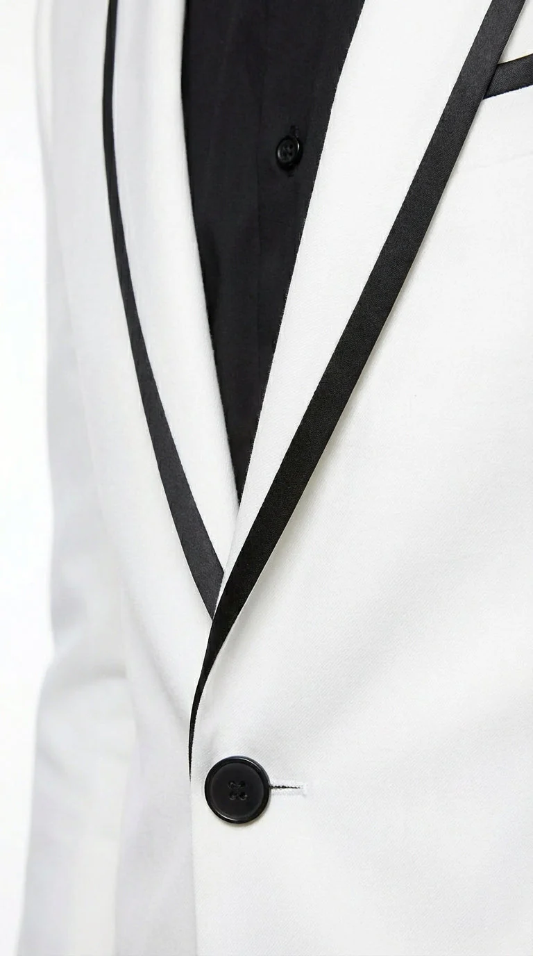 Men’s White Disco Blazer 70s Era Costume Jacket – Black Trim Retro Party Blazer, Vintage Dance Outfit, Stylish Evening Themed Wear - Image 13